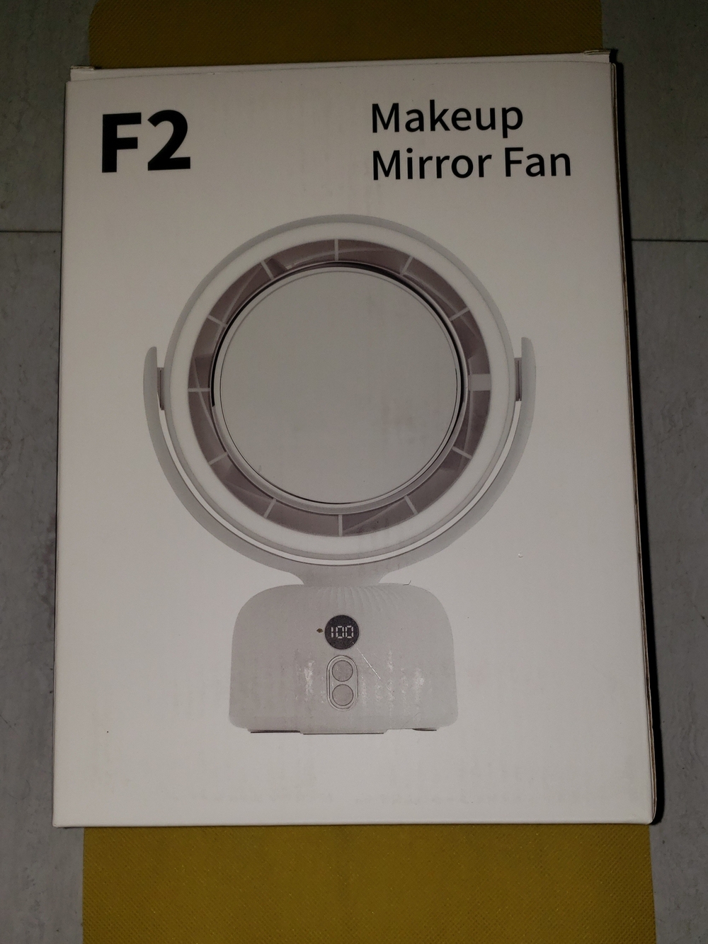 White Makeup Mirror Fan - Portable Beauty Mirror with LED